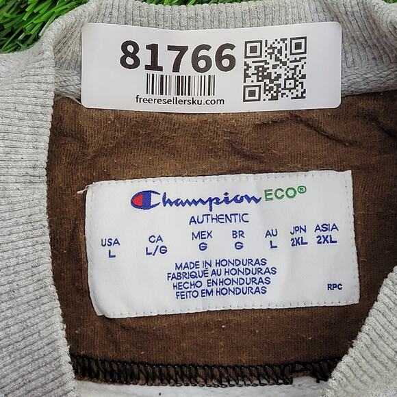 Champion C-Logo Sweatshirt Large 23x25 Baggy Cropped Gray - Picture 5 of 12